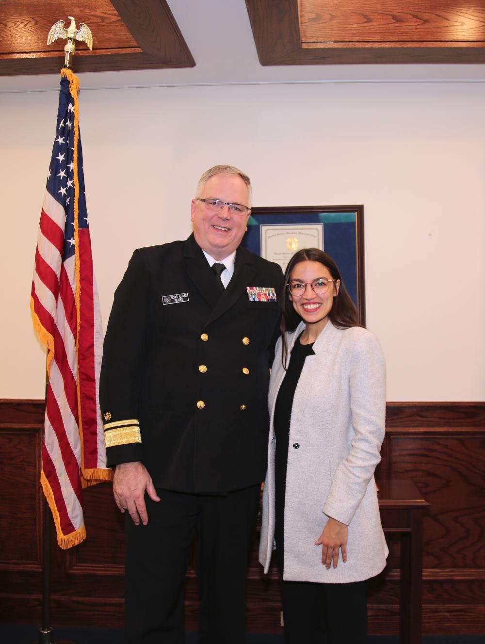 Congresswoman Ocasio-Cortez with Admiral Alfultis