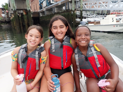 Campers on boat