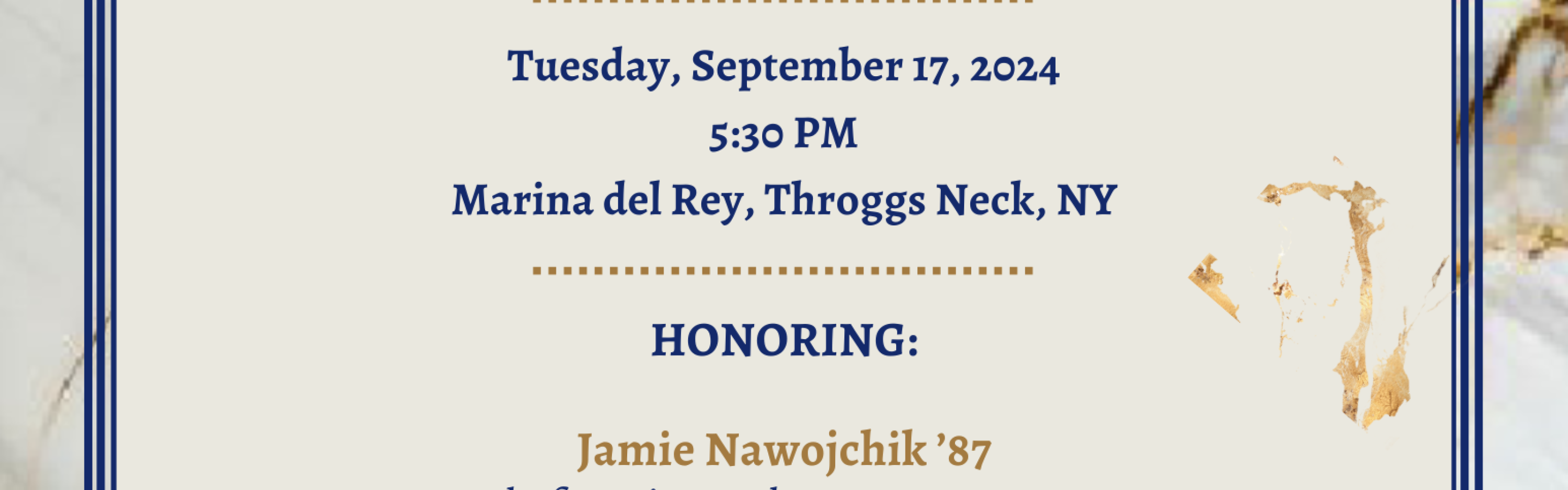 a tan and marble invitation to the admiral's dinner