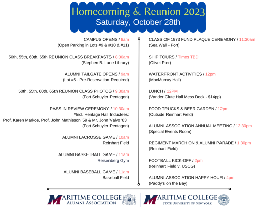 Homecoming/Reunion Schedule